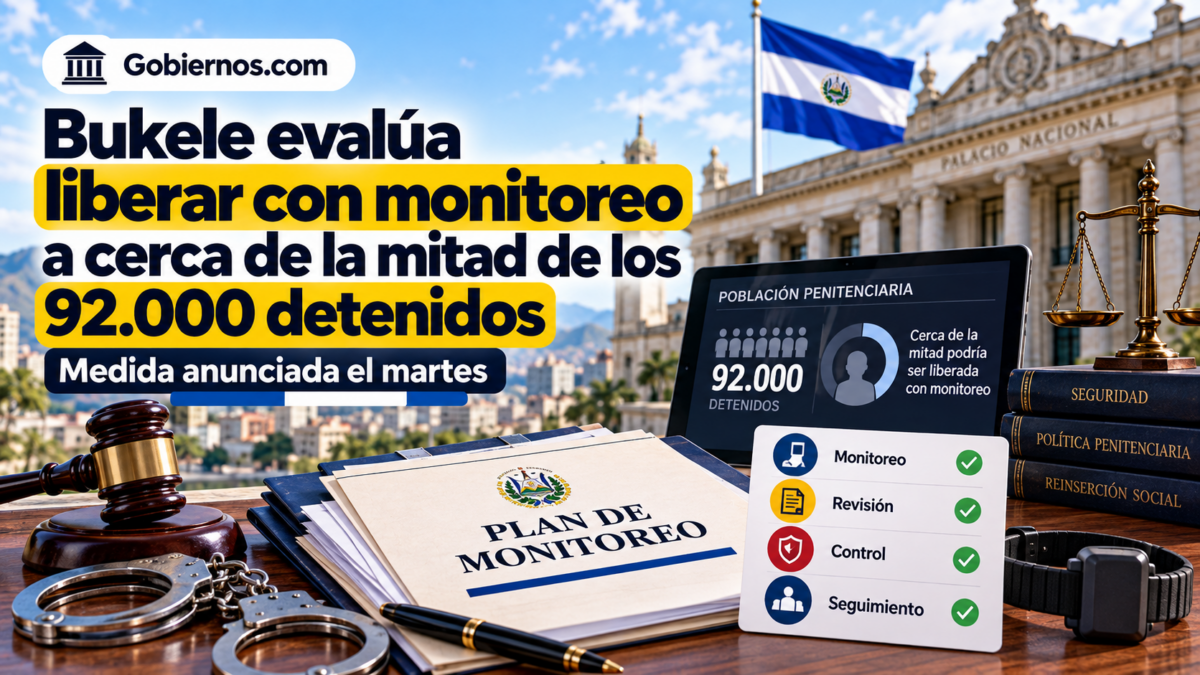 Bukele evalúa liberar con monitoreo a cerca de la mitad de los 92.000 detenidos del régimen de excepción
